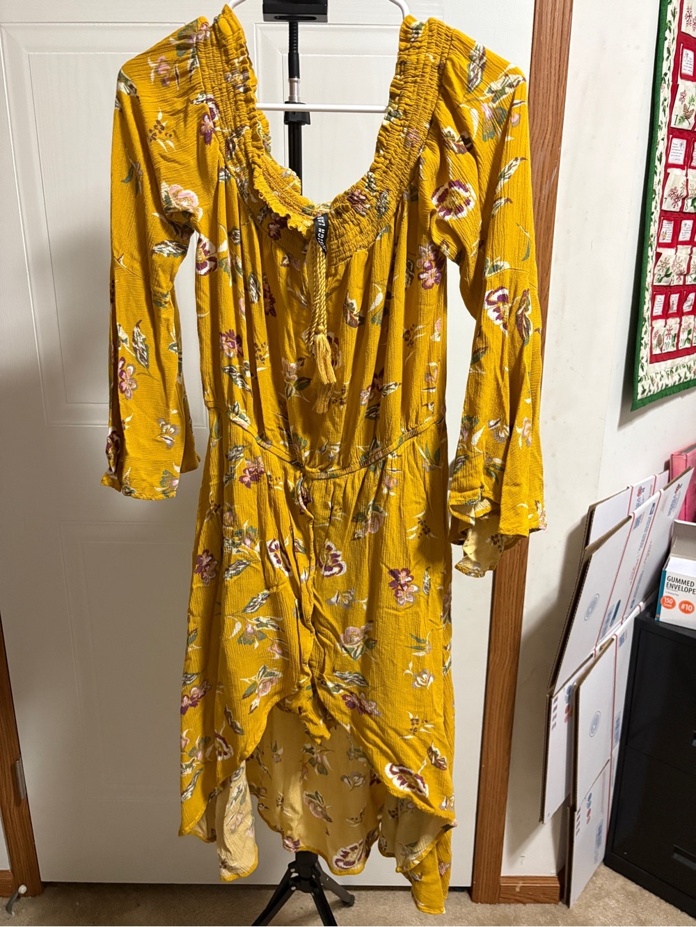 Design Lab Lord & Taylor Mustard Floral Romper